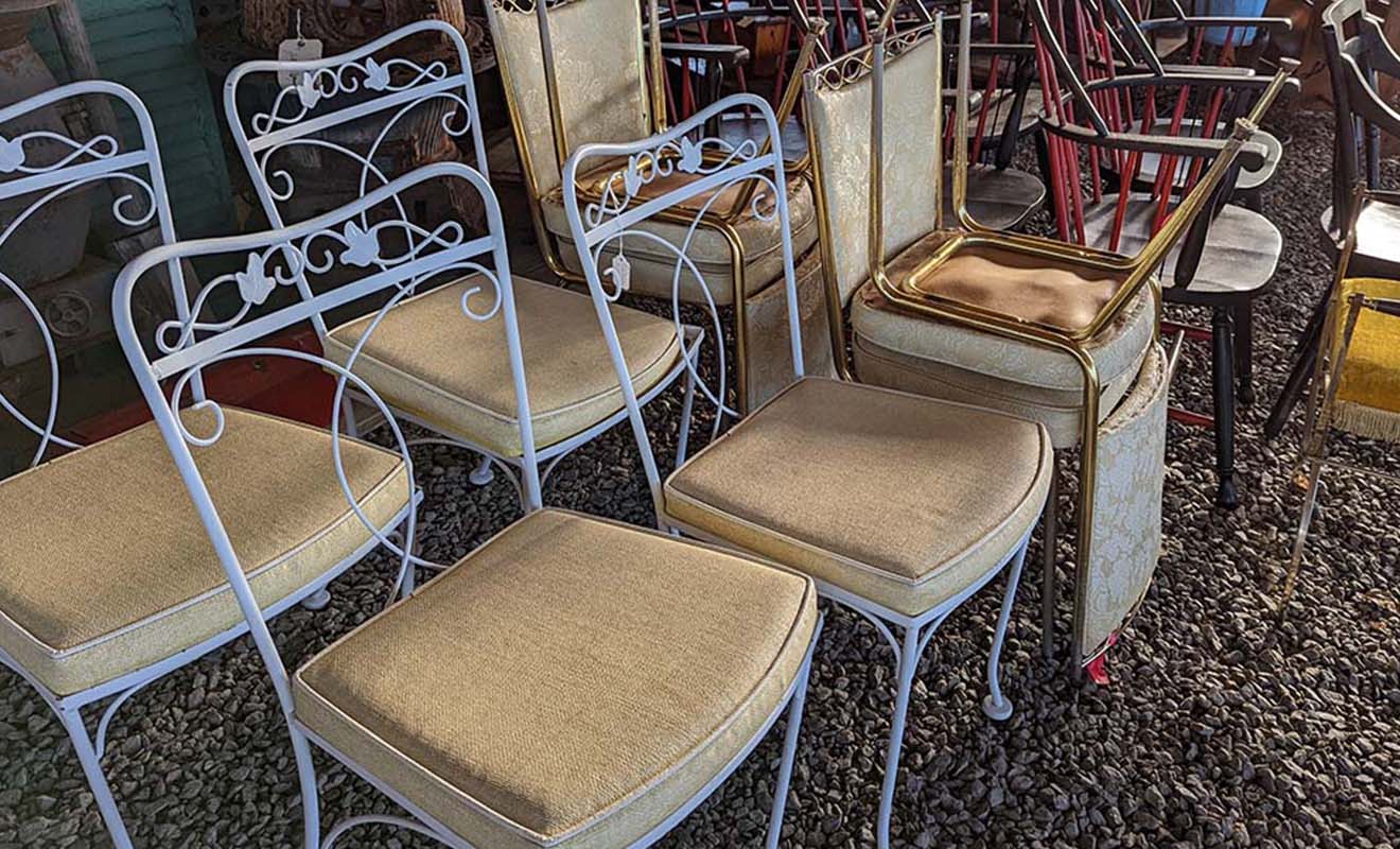 A group of antique chairs
